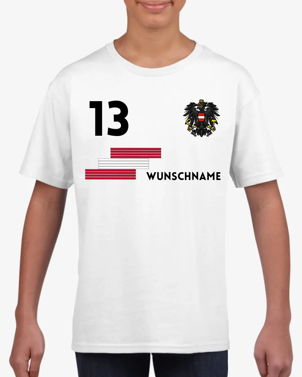 Oostenrijks voetbalshirt voor kinderen - Gepersonaliseerd T-shirt voor kinderen (100% katoen)
