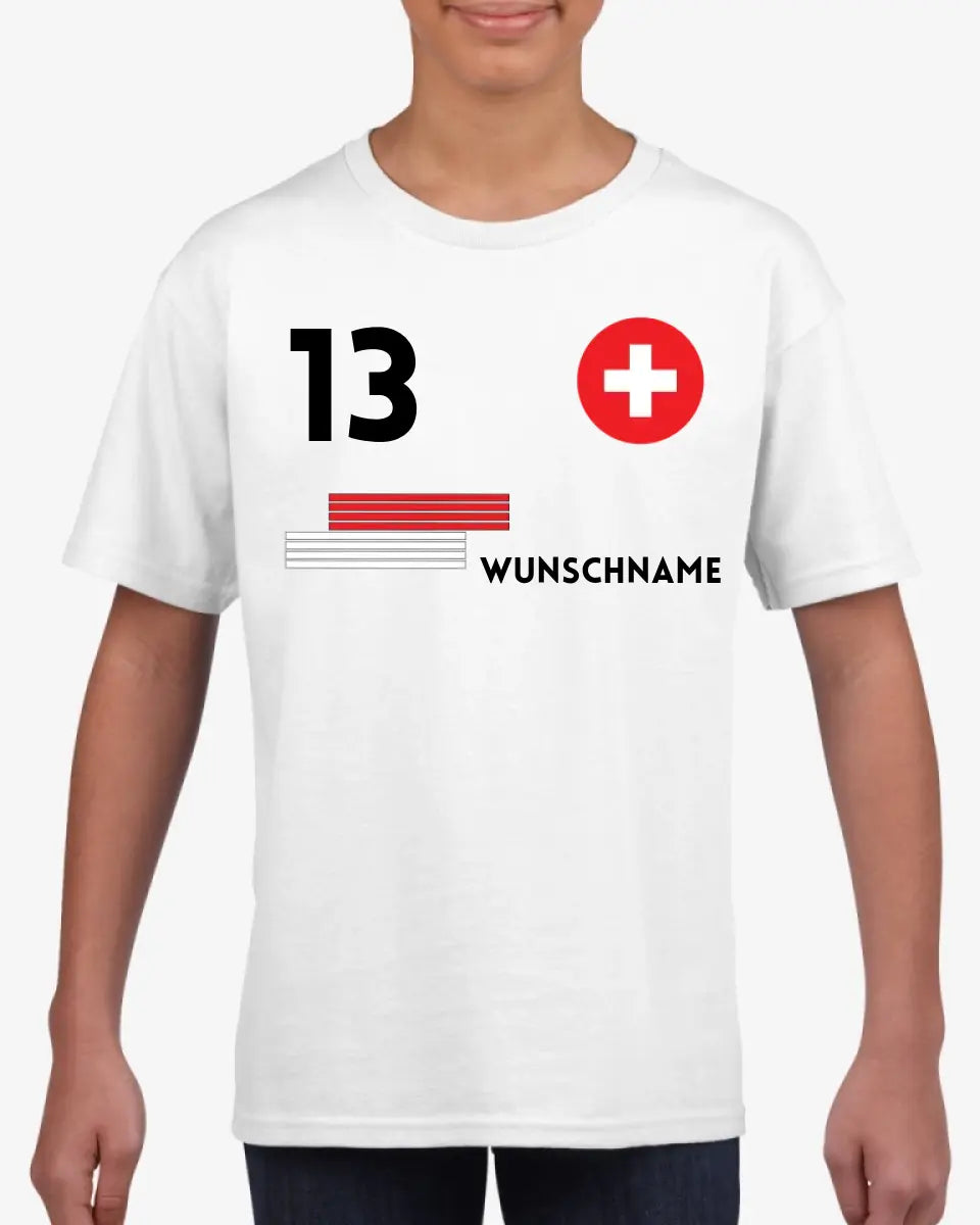 Maillot de football Suisse pour enfant - T-shirt personnalisé (100 % coton)