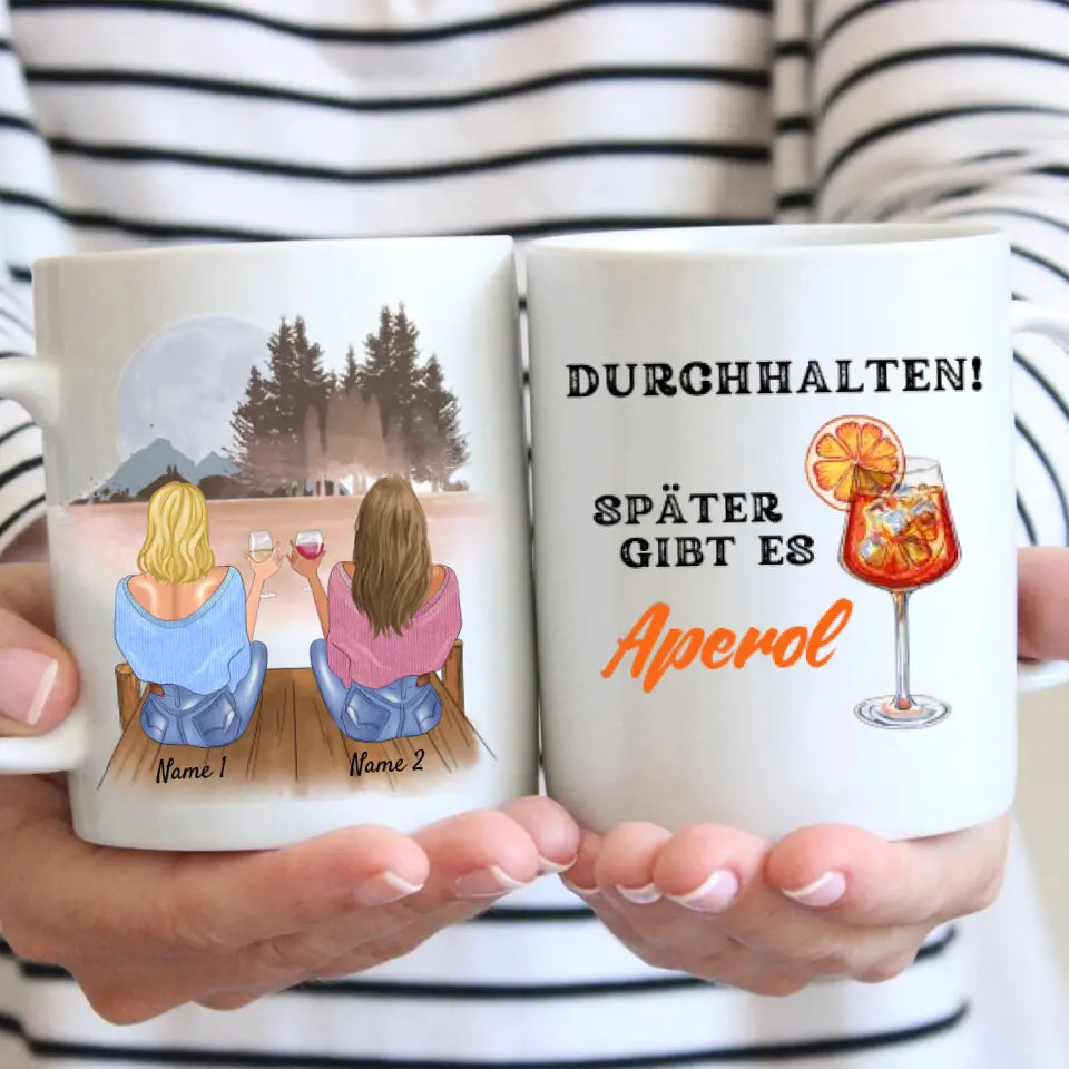 Houd vol, straks is er Aperol - Gepersonaliseerde beker vrienden/collega's (Aperol, Lillet, maximaal 4 personen)