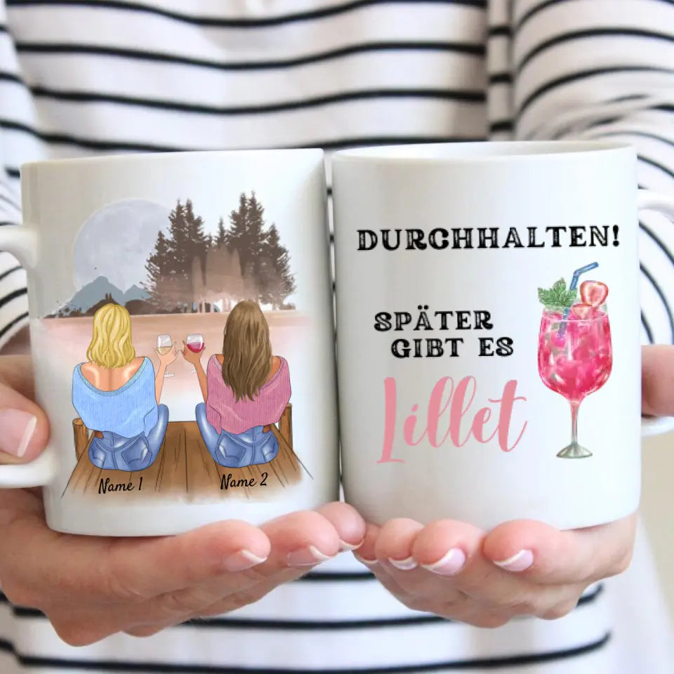 Accrochez-vous, il y aura Lillet plus tard - Tasse personnalisée des amis/collègues (Aperol Spritz, Lillet Wildberry, jusqu'à 4 personnes)