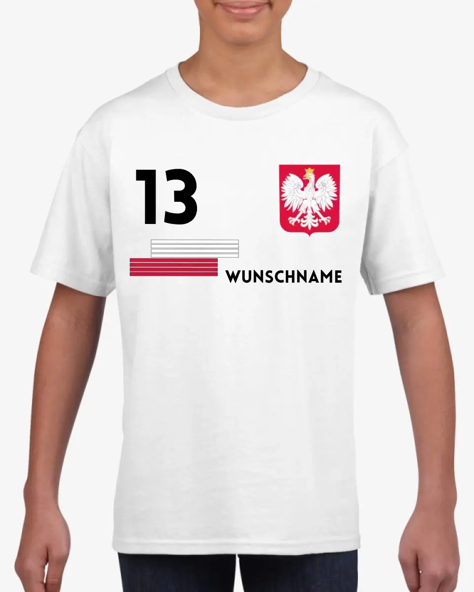 Voetbal Polen T-shirt voor kinderen op maat - Gepersonaliseerd shirt voor kinderen (100% katoen)
