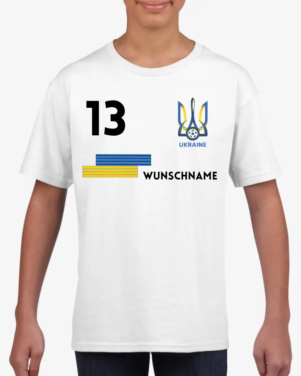 Voetbal Oekraïne T-shirt voor kinderen op maat - Gepersonaliseerd shirt voor kinderen (100% katoen)