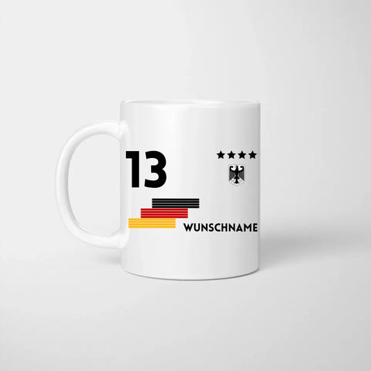 Mug Jersey - Mug personnalisé pour le football, numéro et nom souhaités, mug individuel pour supporters allemands