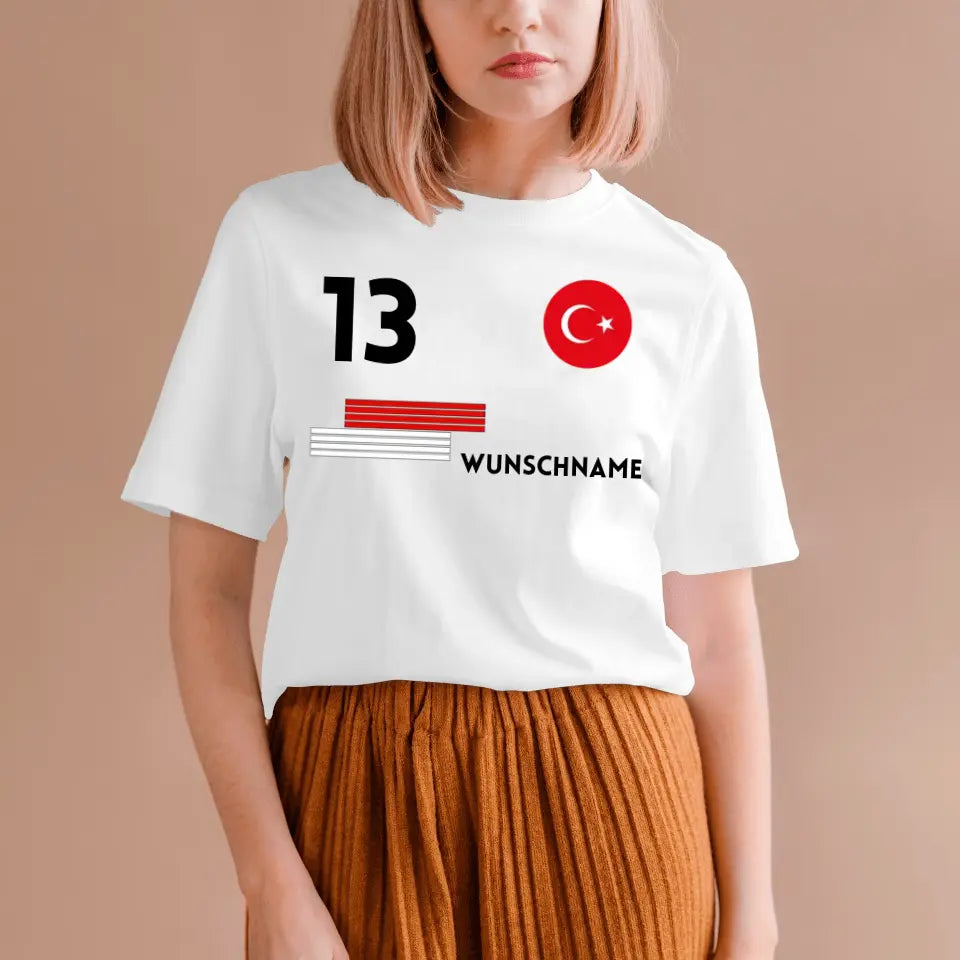 Türkiye voetbalshirt - gepersonaliseerd T-shirt voor Turkse voetbalfans (100% katoen, unisex)