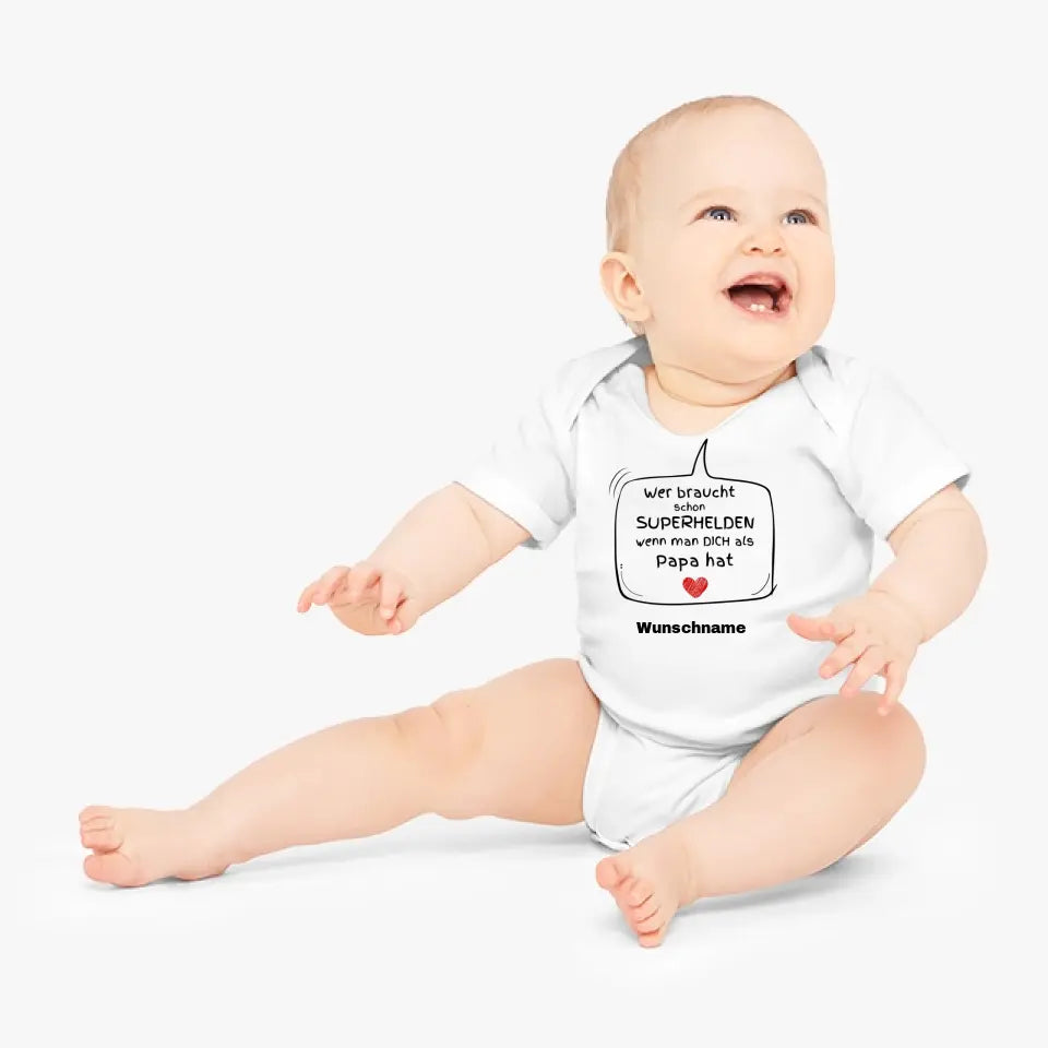 Papa super-héros - Onesie/Romper personnalisé pour bébé, coton 100% biologique