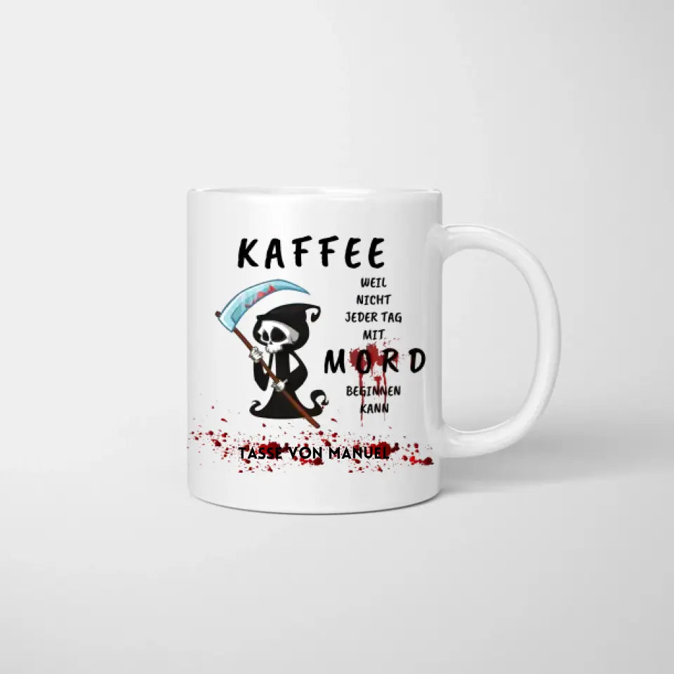 Koffiebeker gepersonaliseerd voor collega's, grappige kantoorbeker, niet elke dag begint met moord