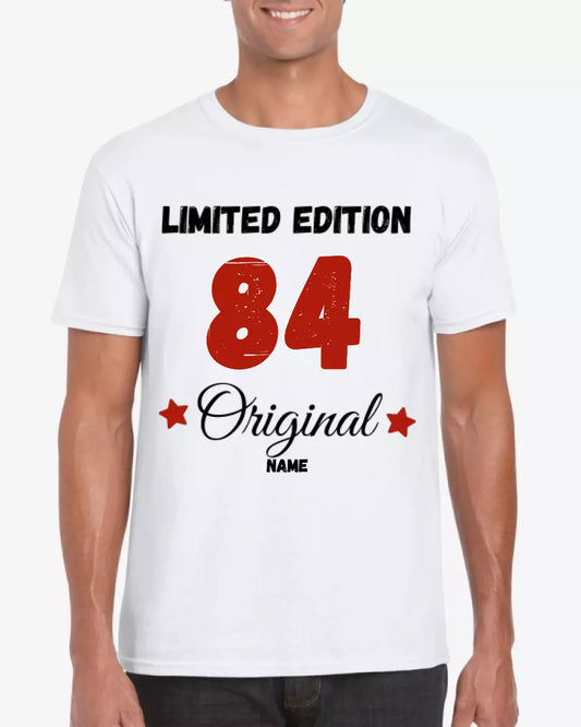 Anniversaire de l’année de naissance en édition limitée - T-shirt personnalisé pour l’étiquetage (100% coton, unisexe)