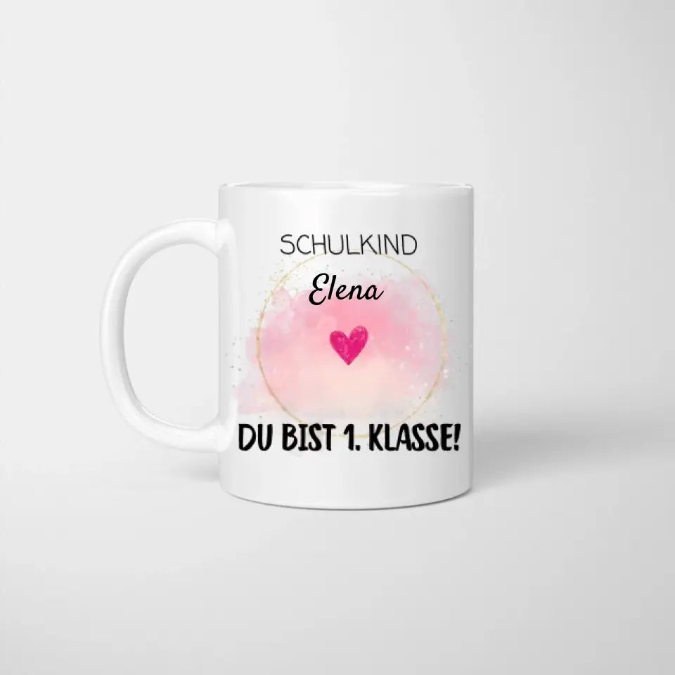 Schoolkindbeker gepersonaliseerd - je bent 1e klas!