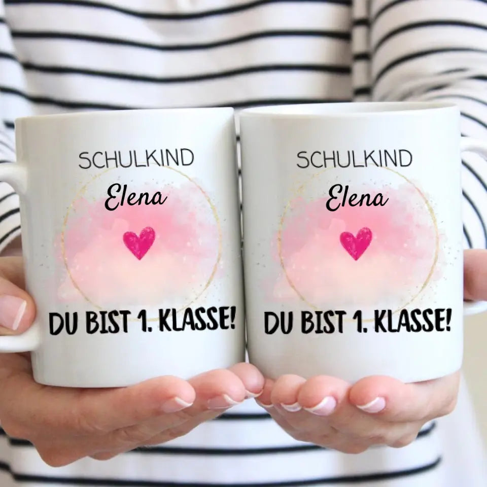 Schoolkindbeker gepersonaliseerd - je bent 1e klas!