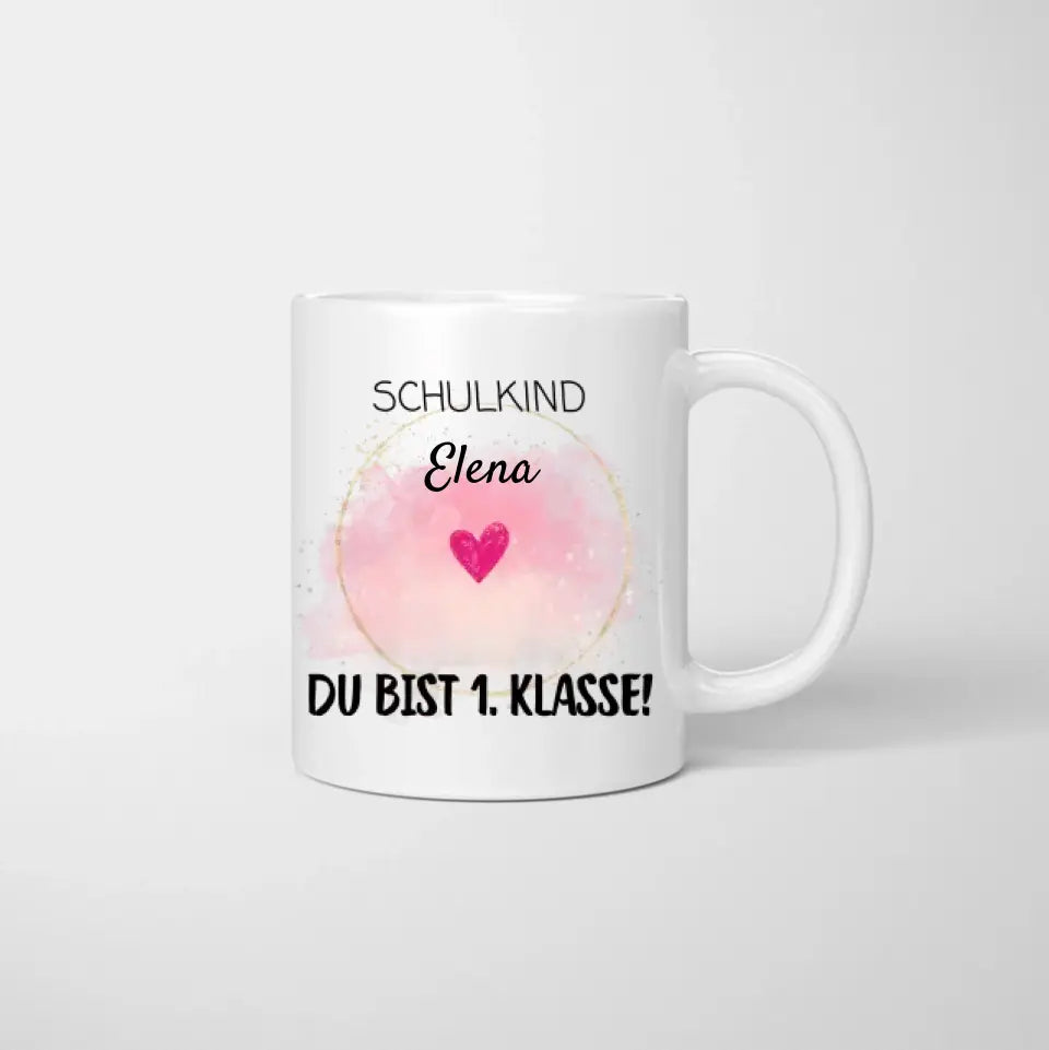 Schoolkindbeker gepersonaliseerd - je bent 1e klas!