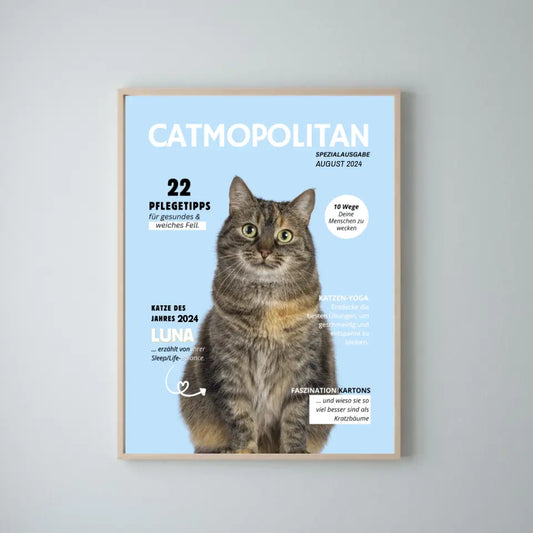 Affiche de couverture personnalisée pour animaux de compagnie - magazine pour chats avec photo de votre chat/matou