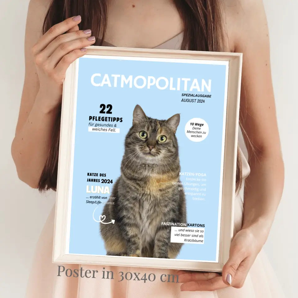 Affiche de couverture personnalisée pour animaux de compagnie - magazine pour chats avec photo de votre chat/matou