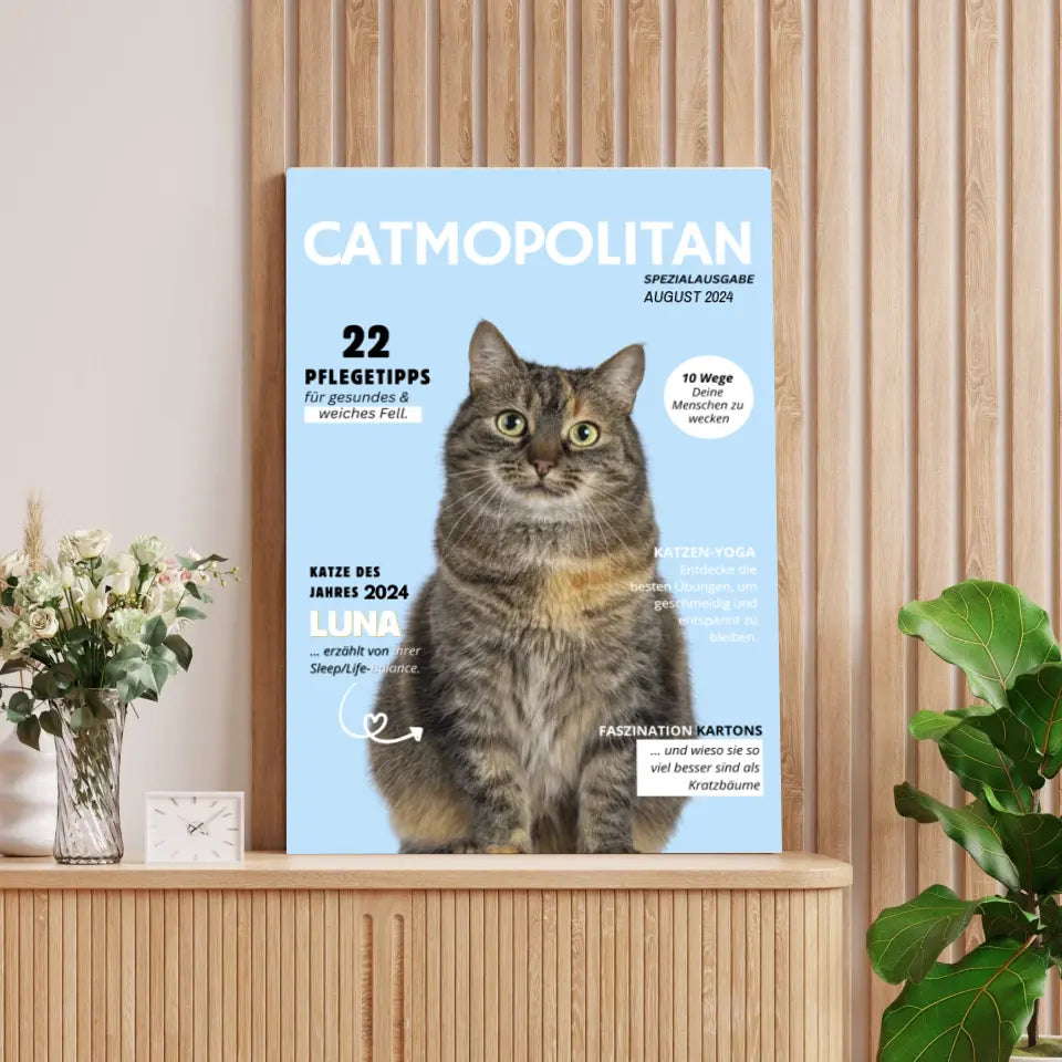Affiche de couverture personnalisée pour animaux de compagnie - magazine pour chats avec photo de votre chat/matou