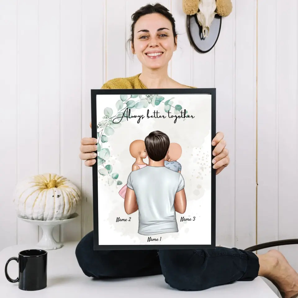 Meilleur papa avec des enfants - Poster Personnalisé