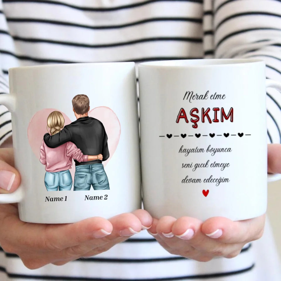 Merak etme AŞKIM - Tasse de couple personnalisée
