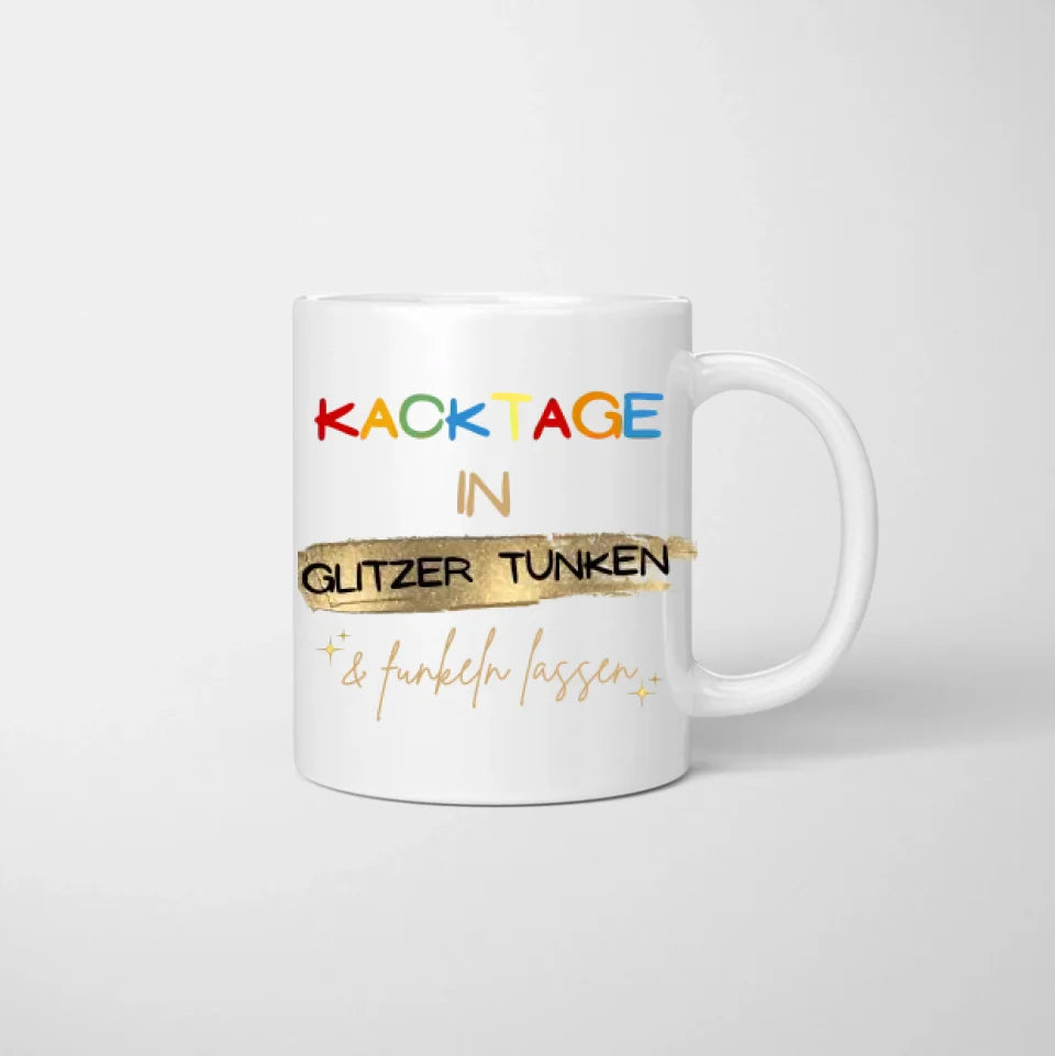 Dip Days in Glitter - Mug personnalisé pour amis et collègues (2-4 personnes), cadeau individuel