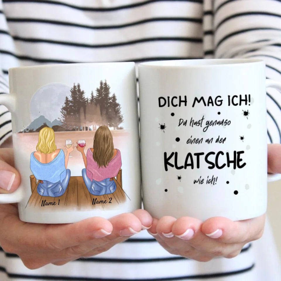 Je t'aime bien, tu es tout aussi fou - Mug personnalisé pour amis et collègues (2-4 personnes)