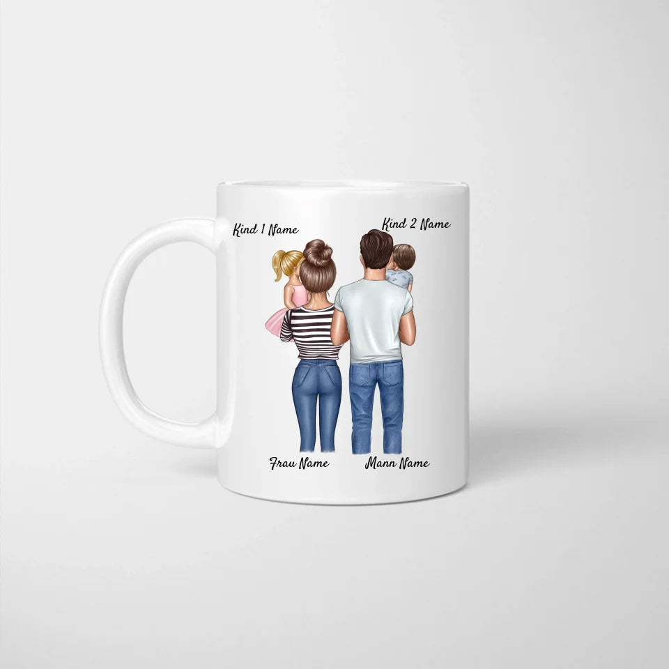 Wij zijn familie, Ma famille - ouders met kinderen - Mok gepersonaliseerd (1-4 kinderen)