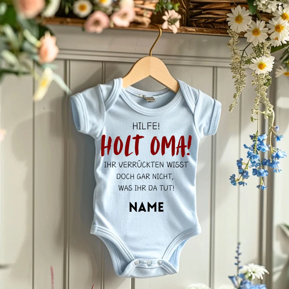 Demandez à grand-mère de vous aider - Grenouillère/grenouillère personnalisée pour bébé, cadeau de Noël amusant, 100 % coton biologique