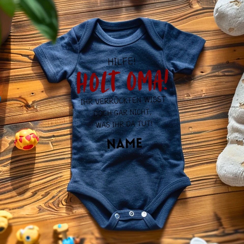 Demandez à grand-mère de vous aider - Grenouillère/grenouillère personnalisée pour bébé, cadeau de Noël amusant, 100 % coton biologique