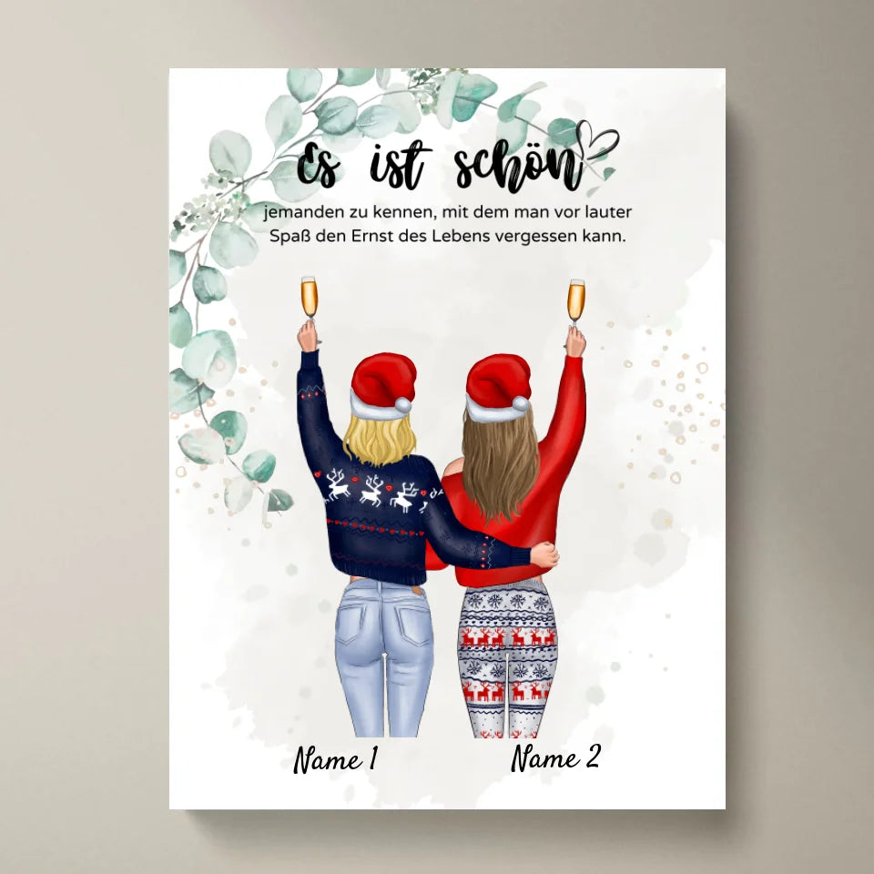 Copines à Noël - Affiche Personnalisée (2-4 personnes)