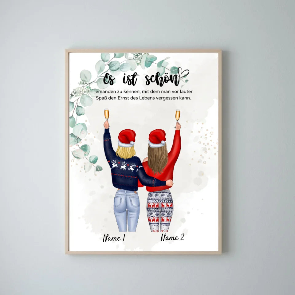 Copines à Noël - Affiche Personnalisée (2-4 personnes)