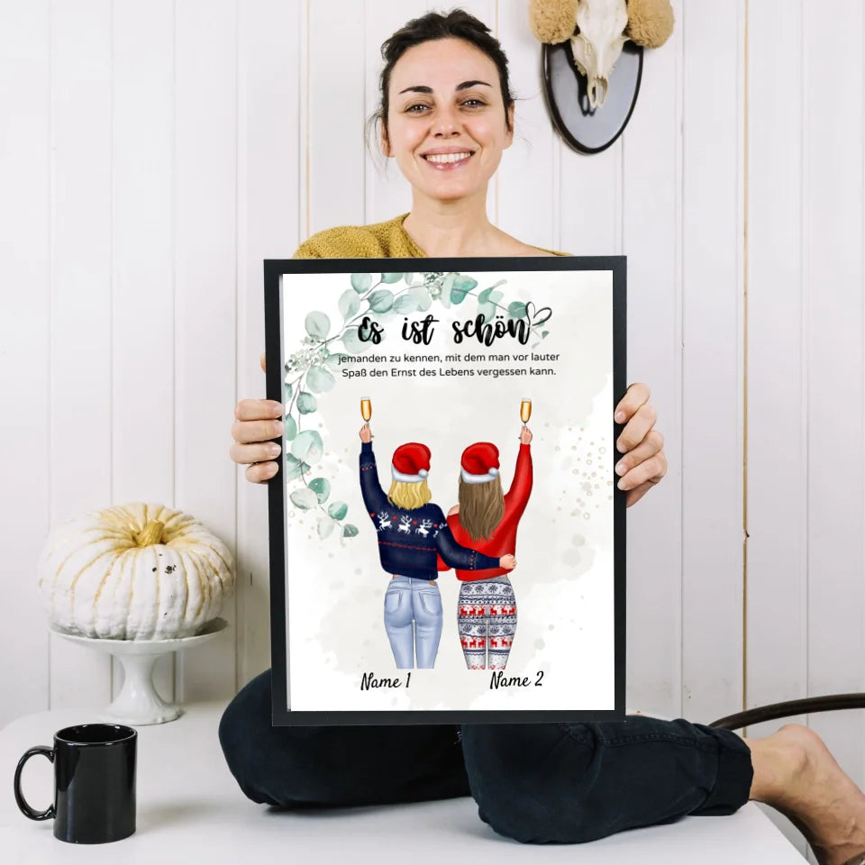 Copines à Noël - Affiche Personnalisée (2-4 personnes)