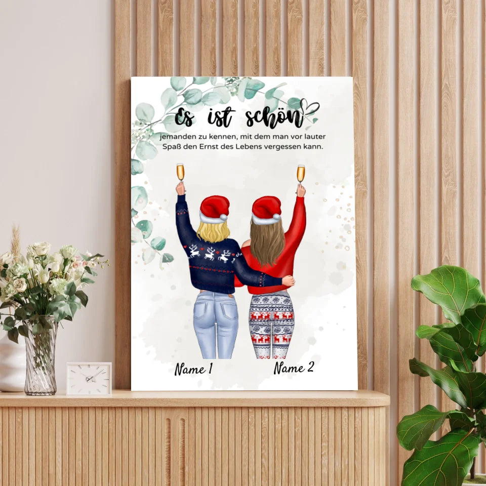 Copines à Noël - Affiche Personnalisée (2-4 personnes)