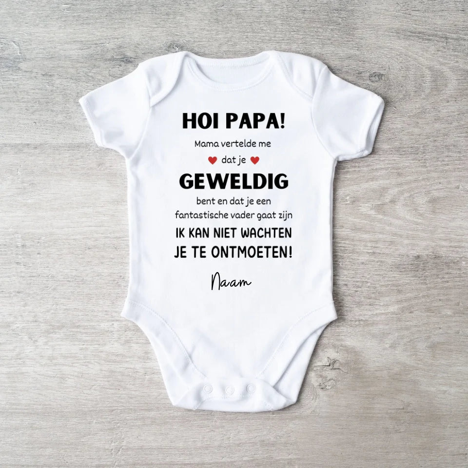 Salut papa ! - Grenouillère/grenouillère bébé personnalisée pour Noël, 100% coton biologique