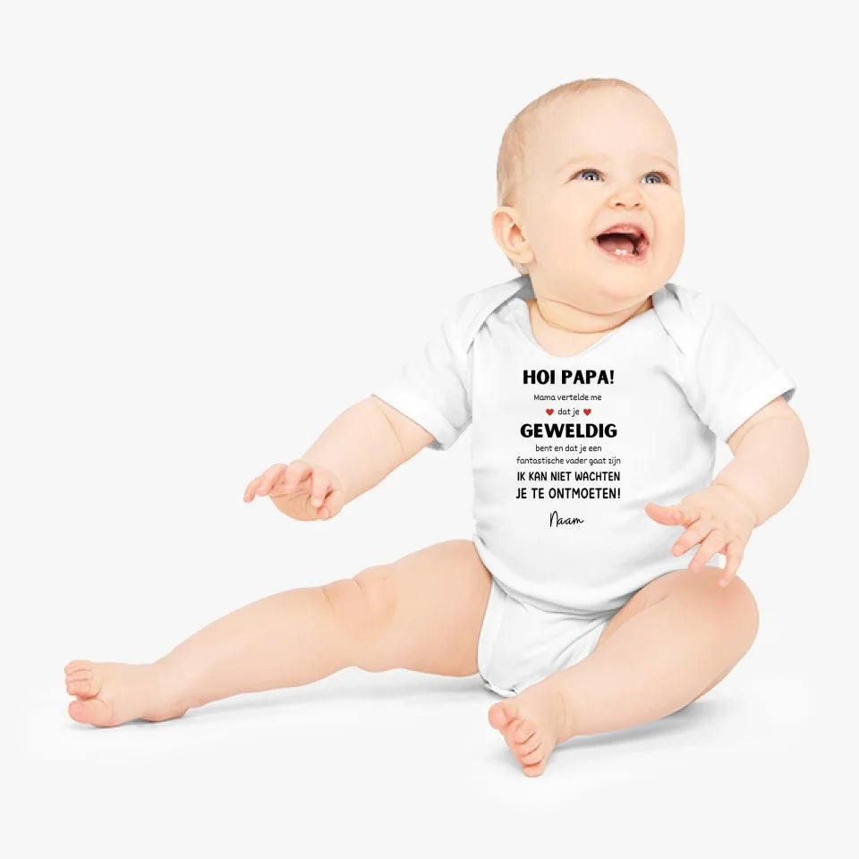 Salut papa ! - Grenouillère/grenouillère bébé personnalisée pour Noël, 100% coton biologique