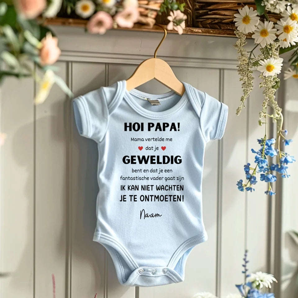 Salut papa ! - Grenouillère/grenouillère bébé personnalisée pour Noël, 100% coton biologique