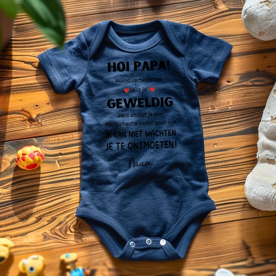 Salut papa ! - Grenouillère/grenouillère bébé personnalisée pour Noël, 100% coton biologique