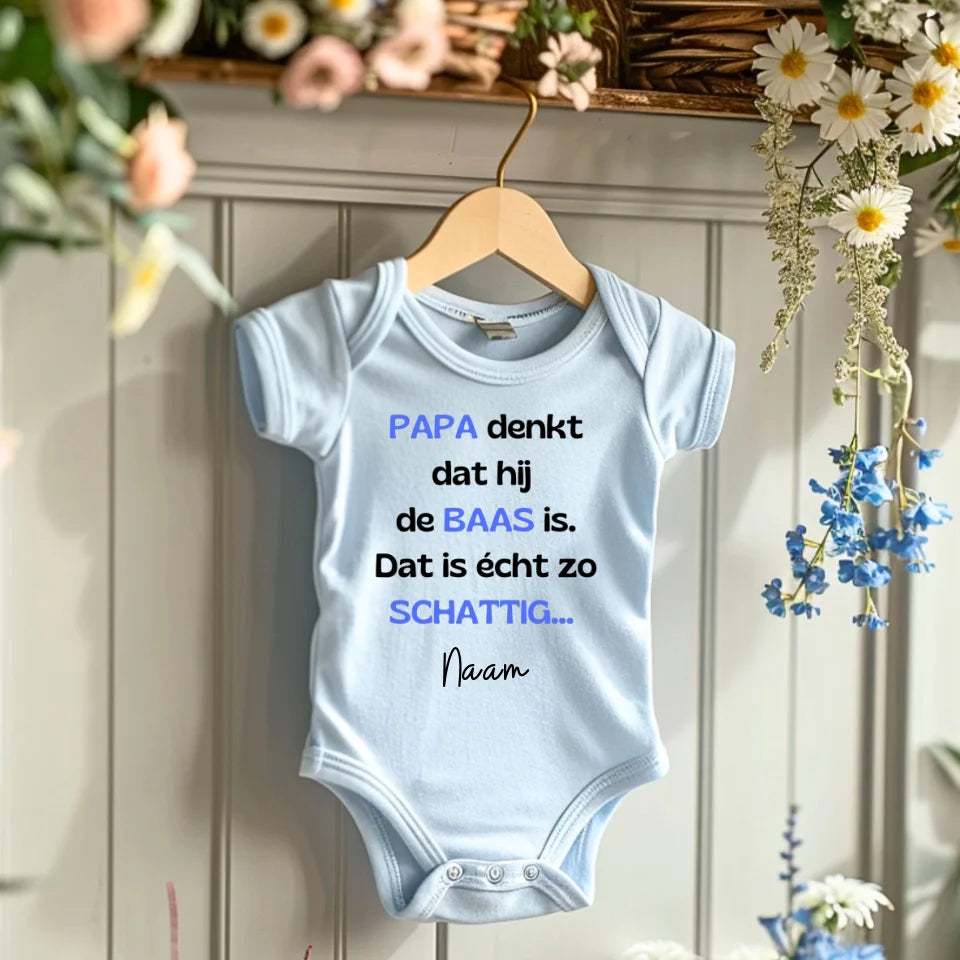 PAPA pense qu'il est le BAB - Grenouillère/grenouillère bébé personnalisée pour Noël, 100% coton biologique