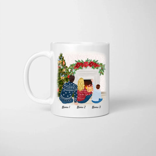 Noël Famille heureuse - Tasse Personnalisé (1-2 enfants)