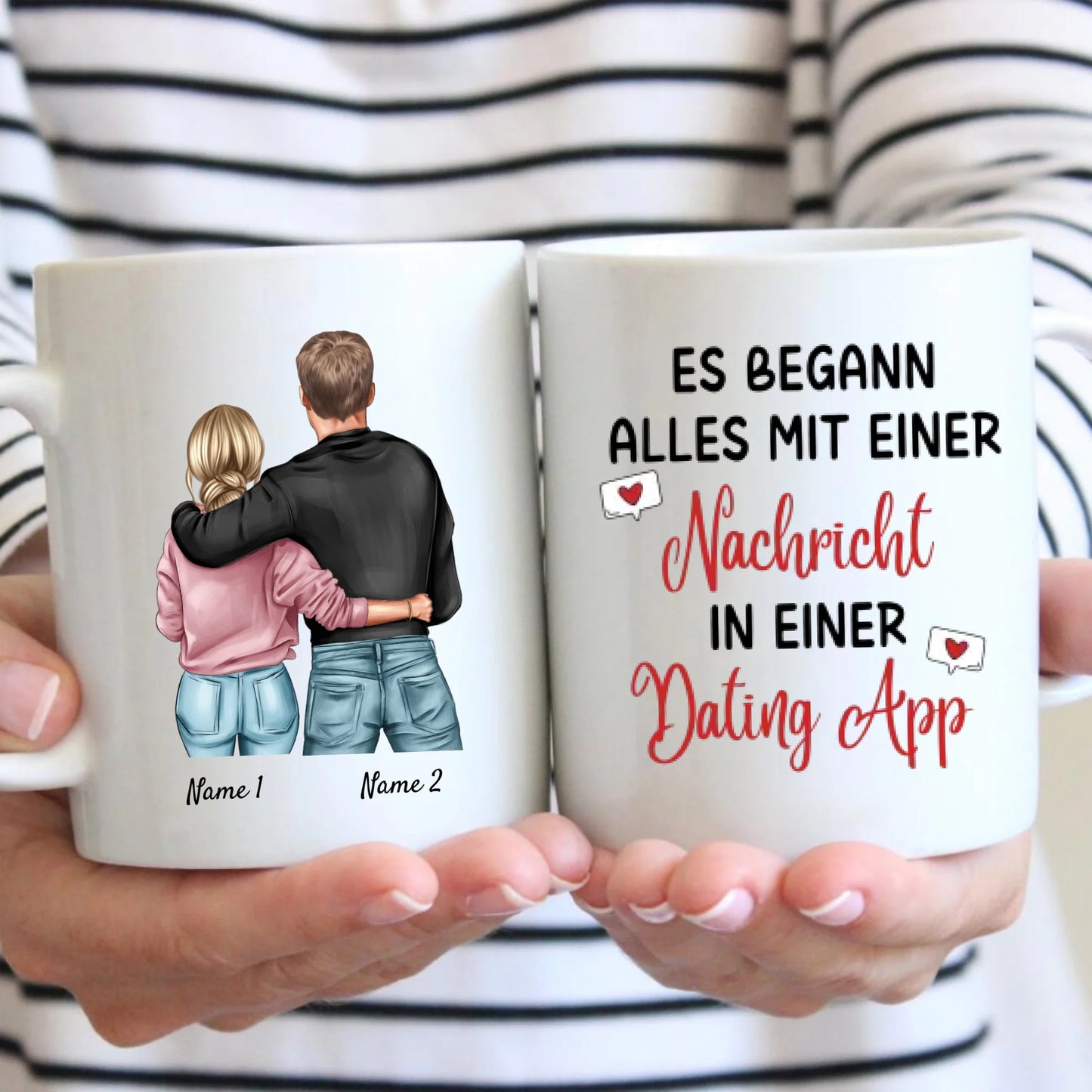 Tout a commencé avec un message - Mug couple personnalisé, cadeau individuel partenaire application de rencontre Saint Valentin