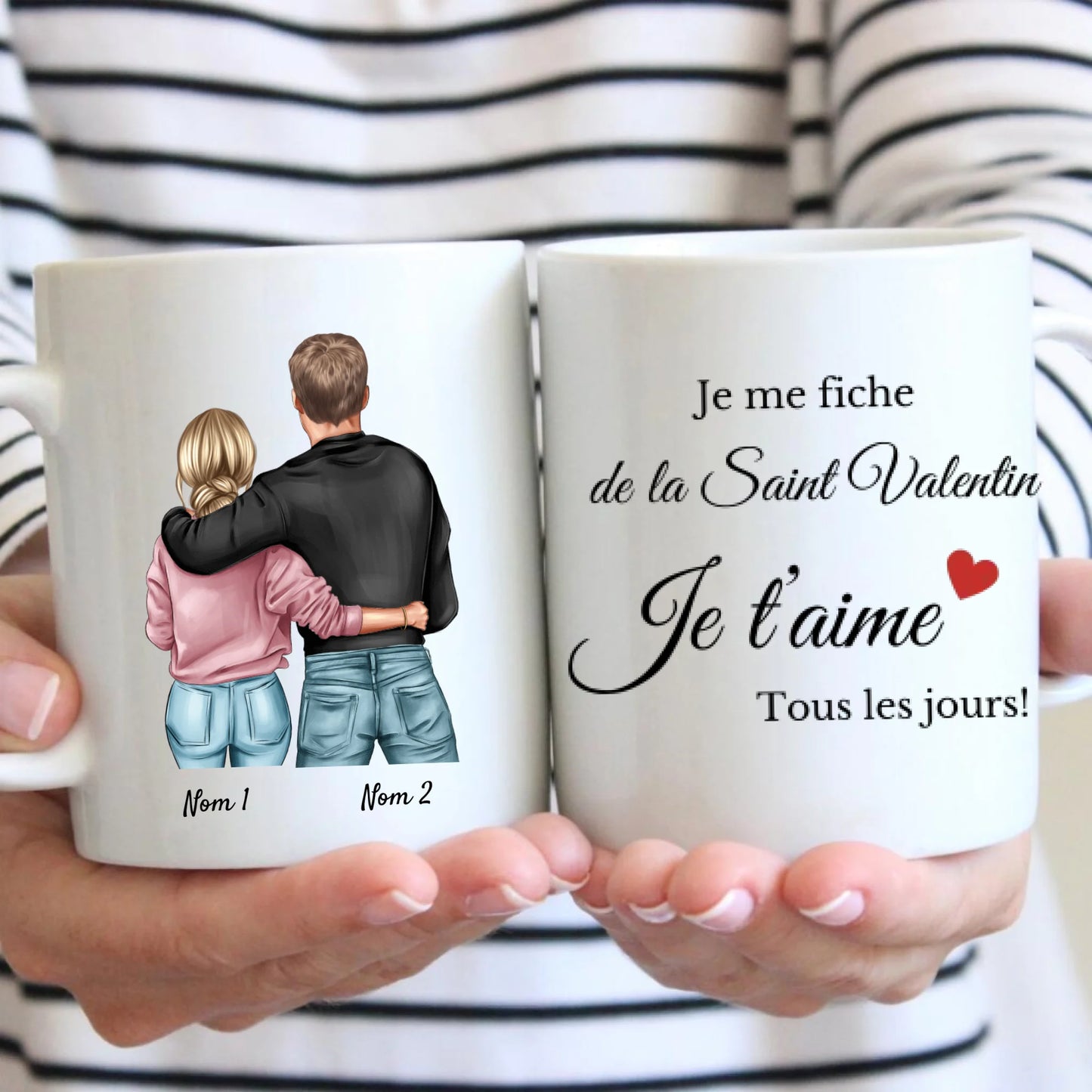 Ik ben een fan van Valentijnsdag. Ik hou van jullie alle dagen! - Gepersonaliseerde mok voor koppel (man & vrouw) Sint Valentijn