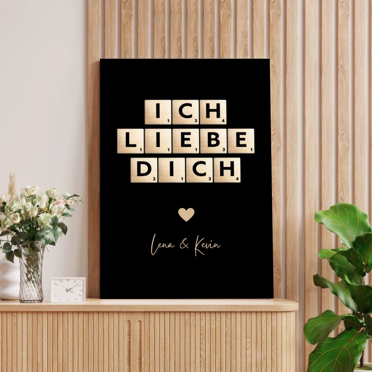 Toile je t'aime lettres Scrabble - Toile personnalisée pour couple, votre partenaire