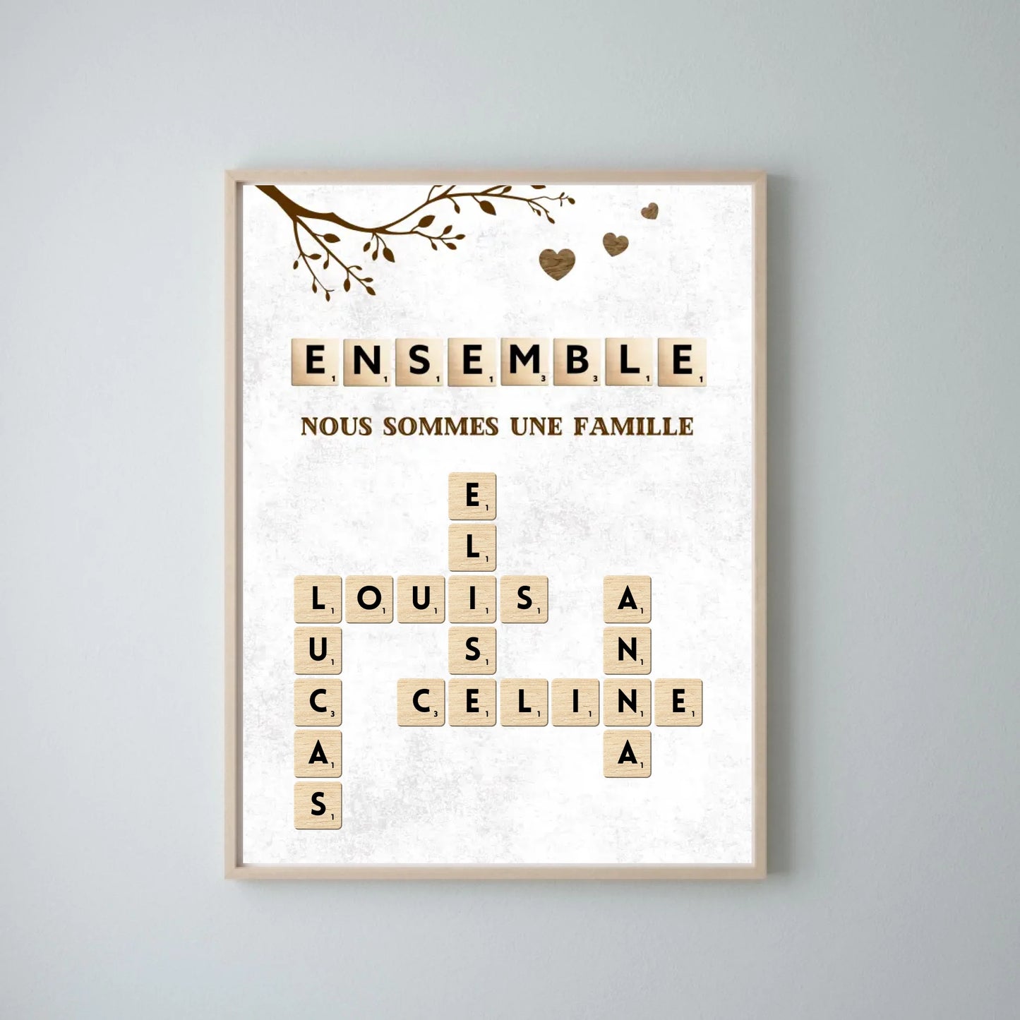 Scrabble canvas gepersonaliseerd met de naam van je hele familie - Samen zijn we een familie