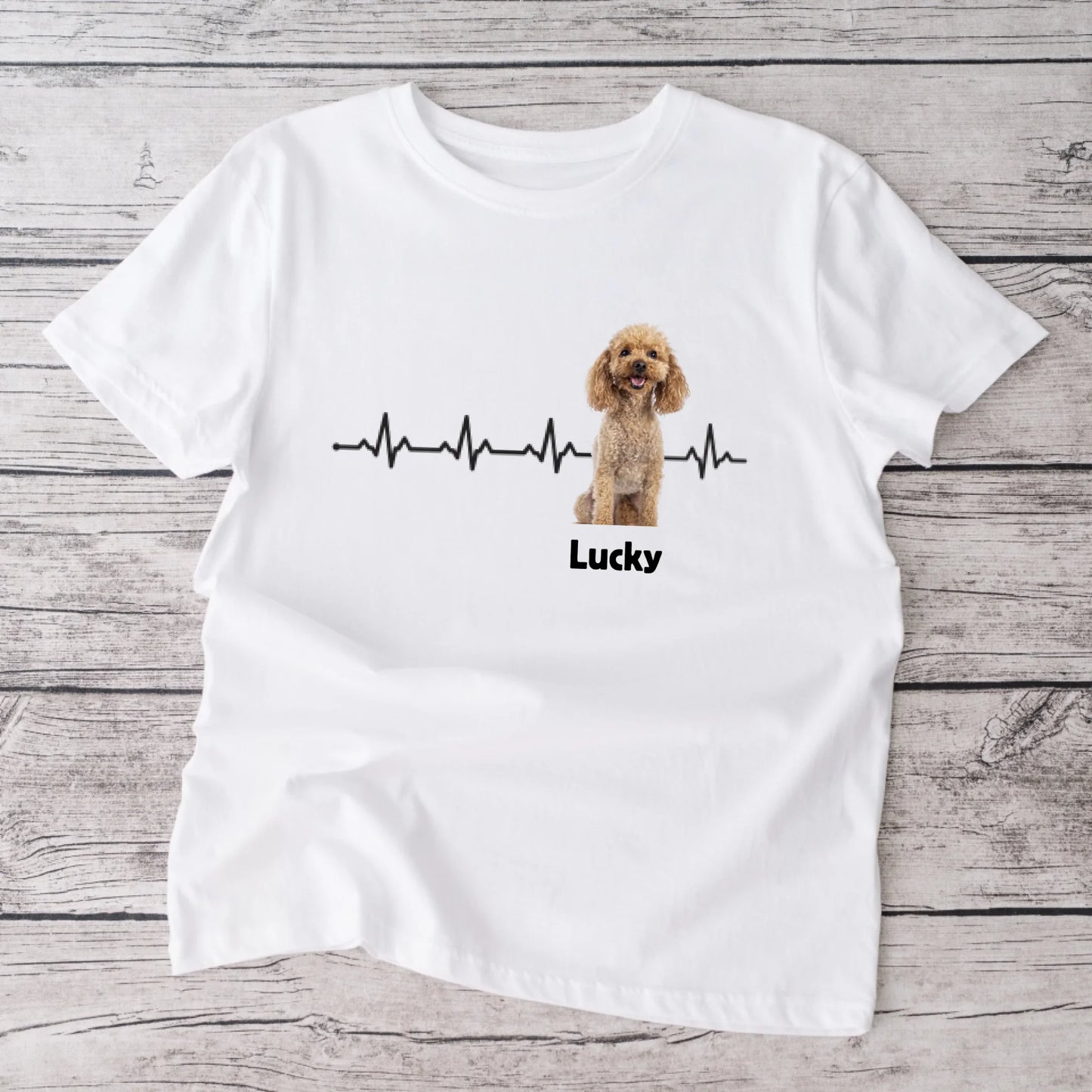 Gepersonaliseerd foto-T-shirt - "Hartslag" met foto van uw huisdier