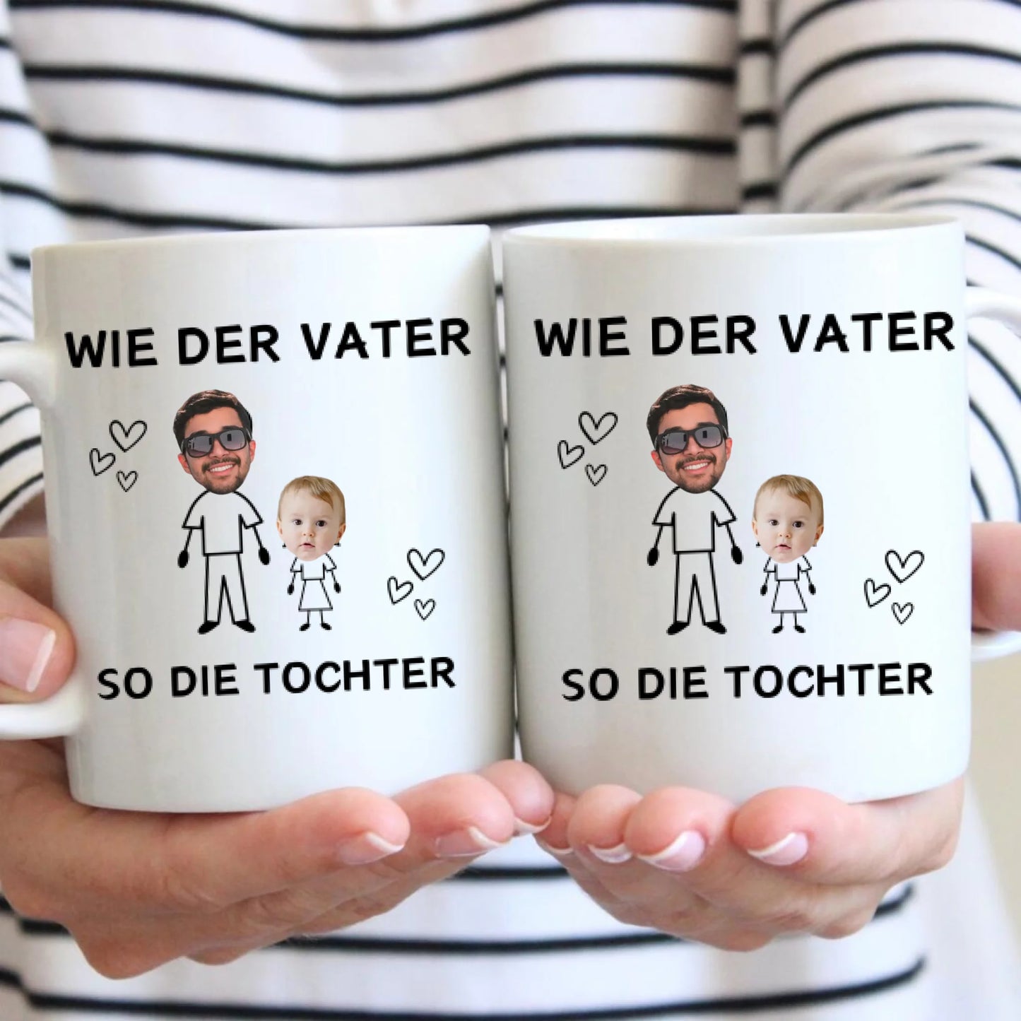Tel père, telle fille (visage sur la tasse) - tasse photo drôle père fille