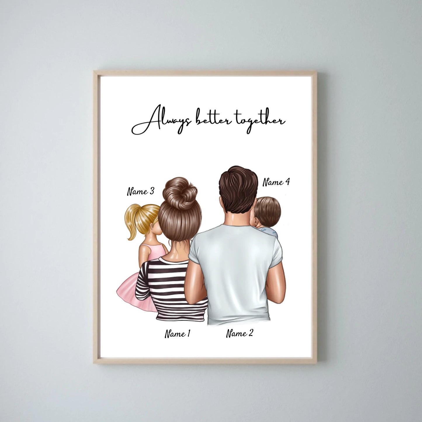Happy Family - Gepersonaliseerde poster met lijst met het hele gezin
