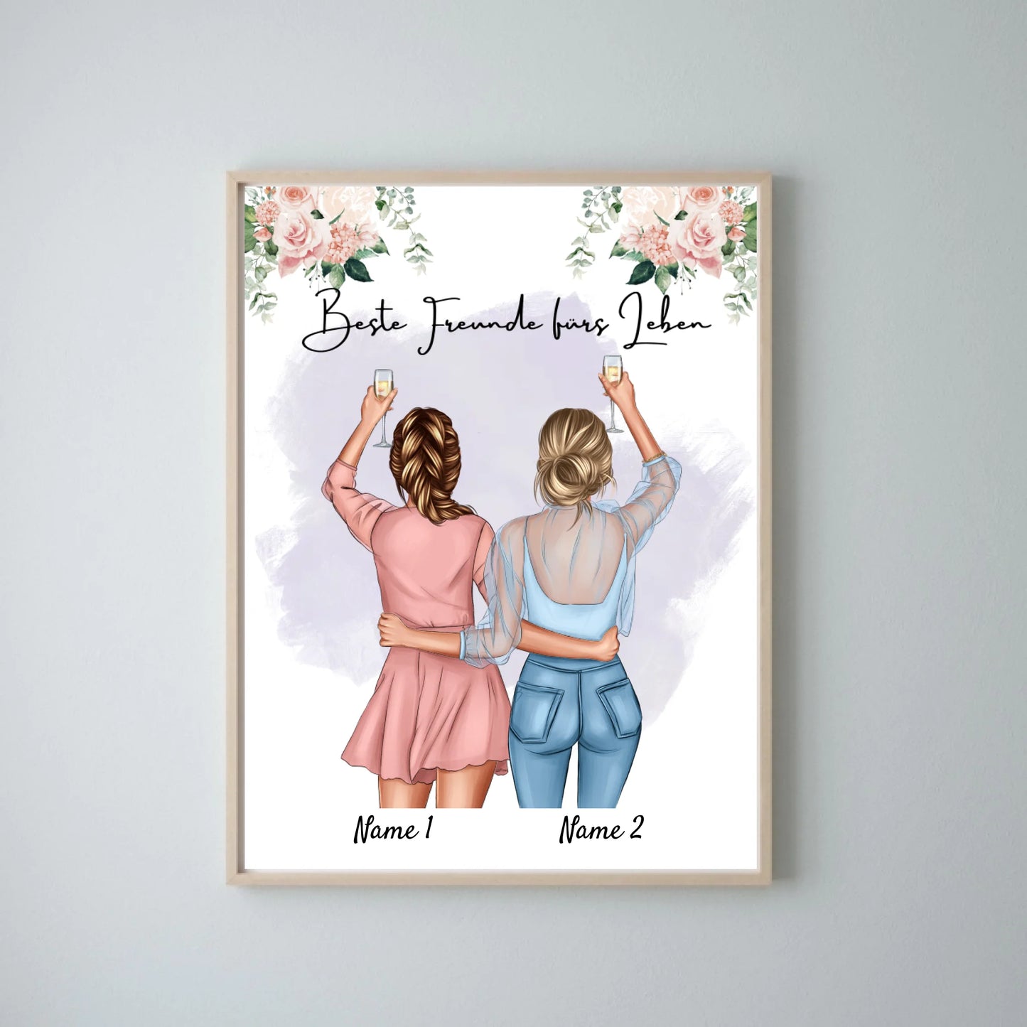 Meilleures amies/sœurs - Affiche personnalisée avec cadre