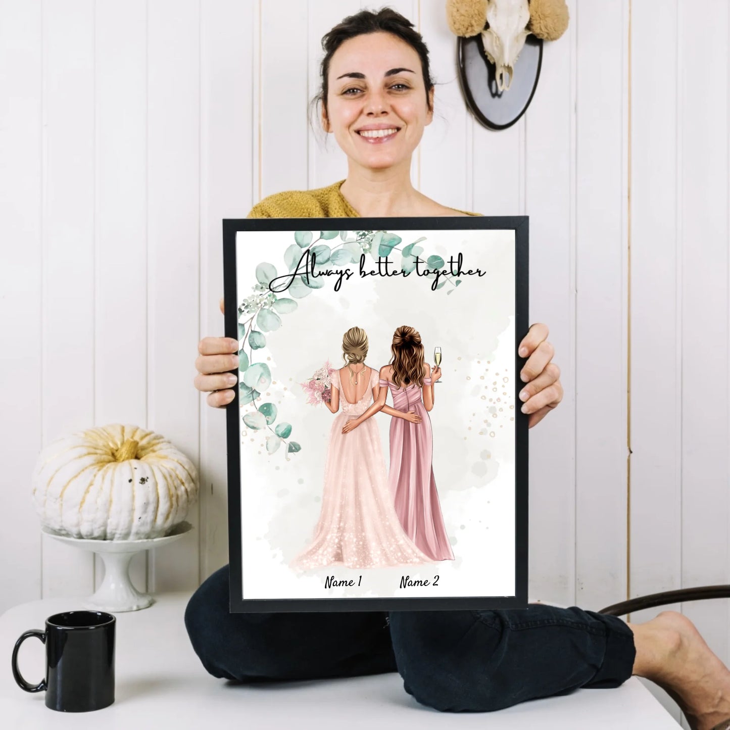 Mariée & témoin - Poster Personnalisé pour les fiançailles/le mariage