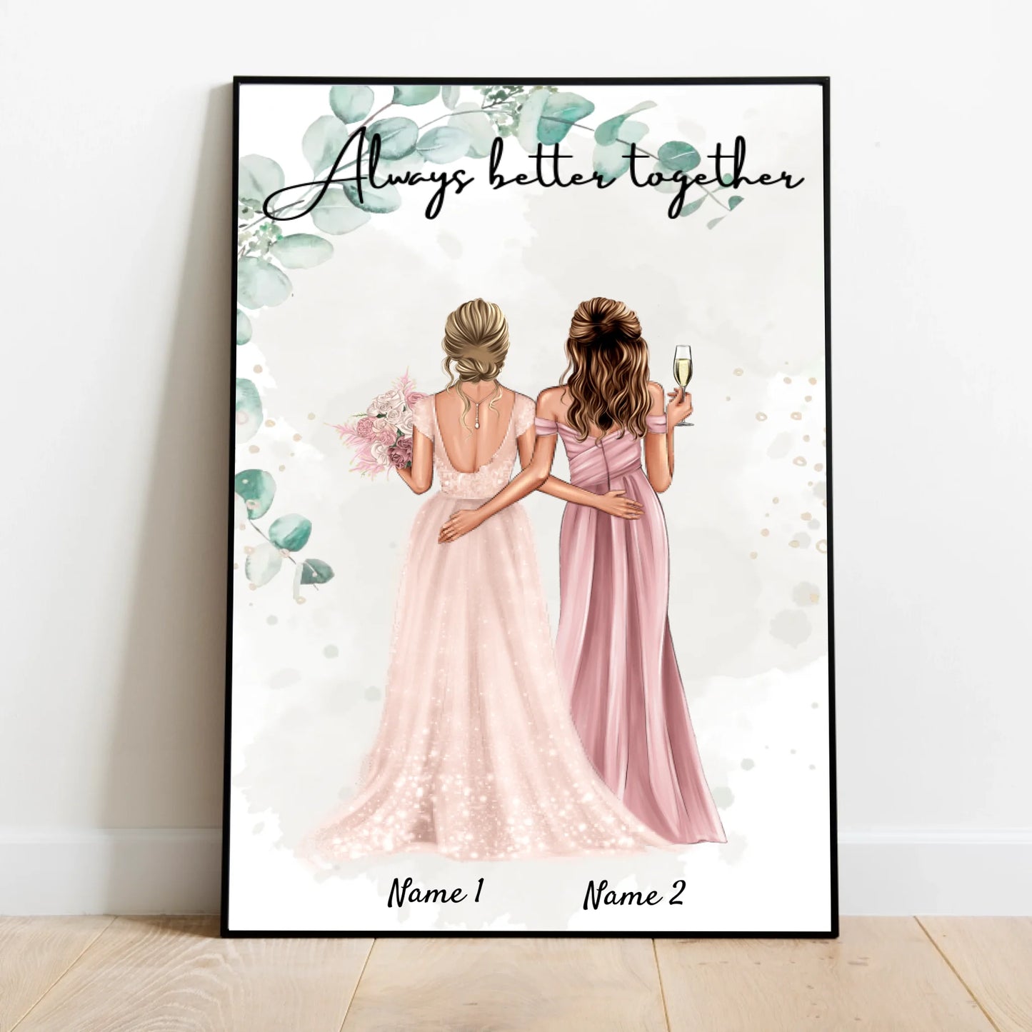 Mariée & témoin - Poster Personnalisé pour les fiançailles/le mariage