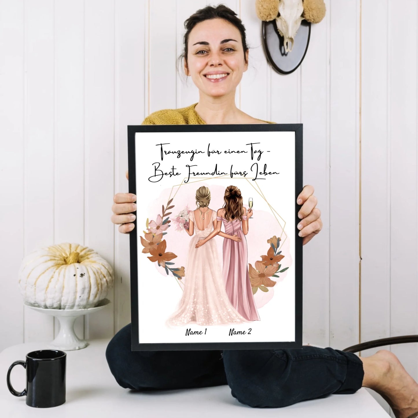 Demoiselle d'honneur d'un jour - Meilleure amie pour la vie - Poster personnalisé pour fiançailles/mariage