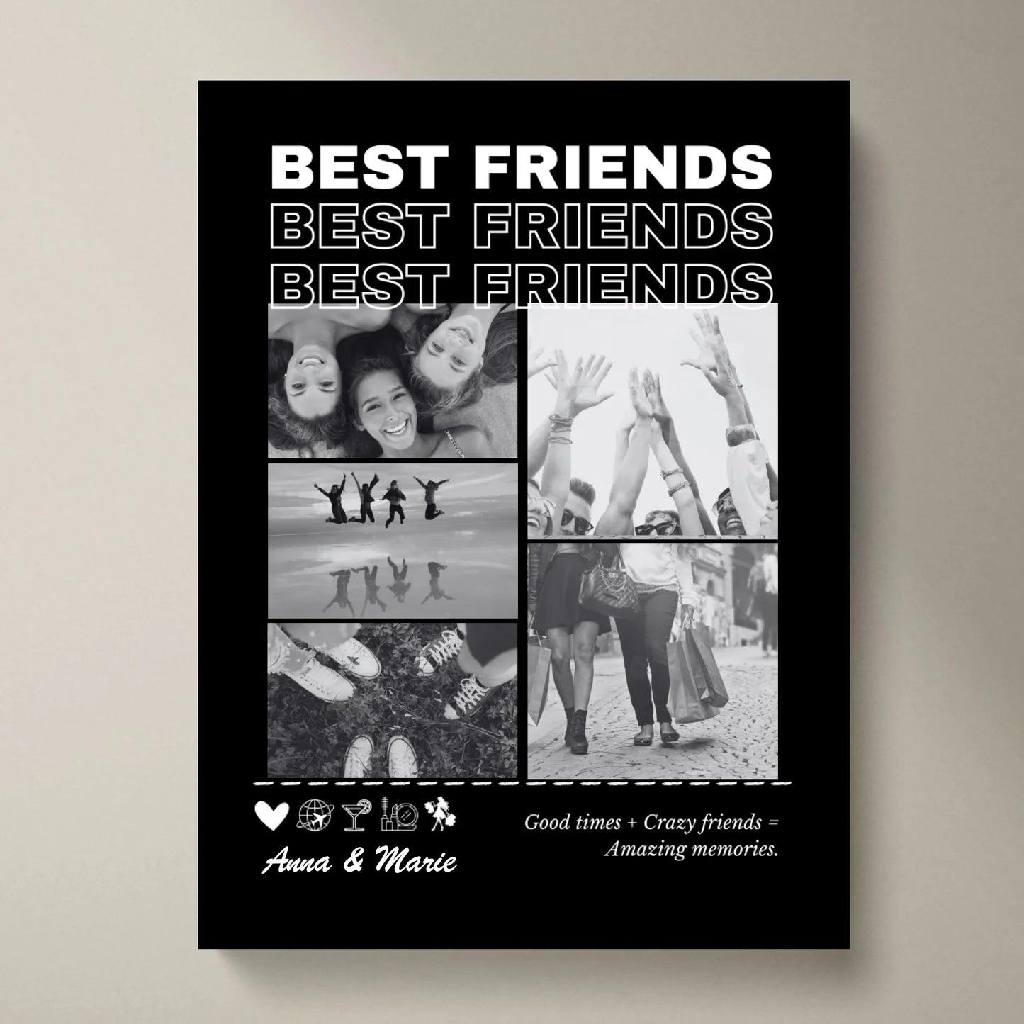 Girlfriends Forever - Affiche photo personnalisée (télécharger 3 à 5 photos)