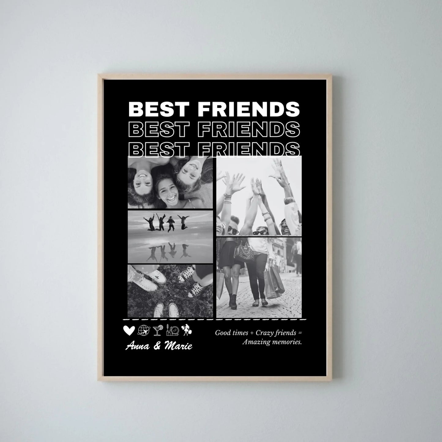 Girlfriends Forever - Affiche photo personnalisée (télécharger 3 à 5 photos)