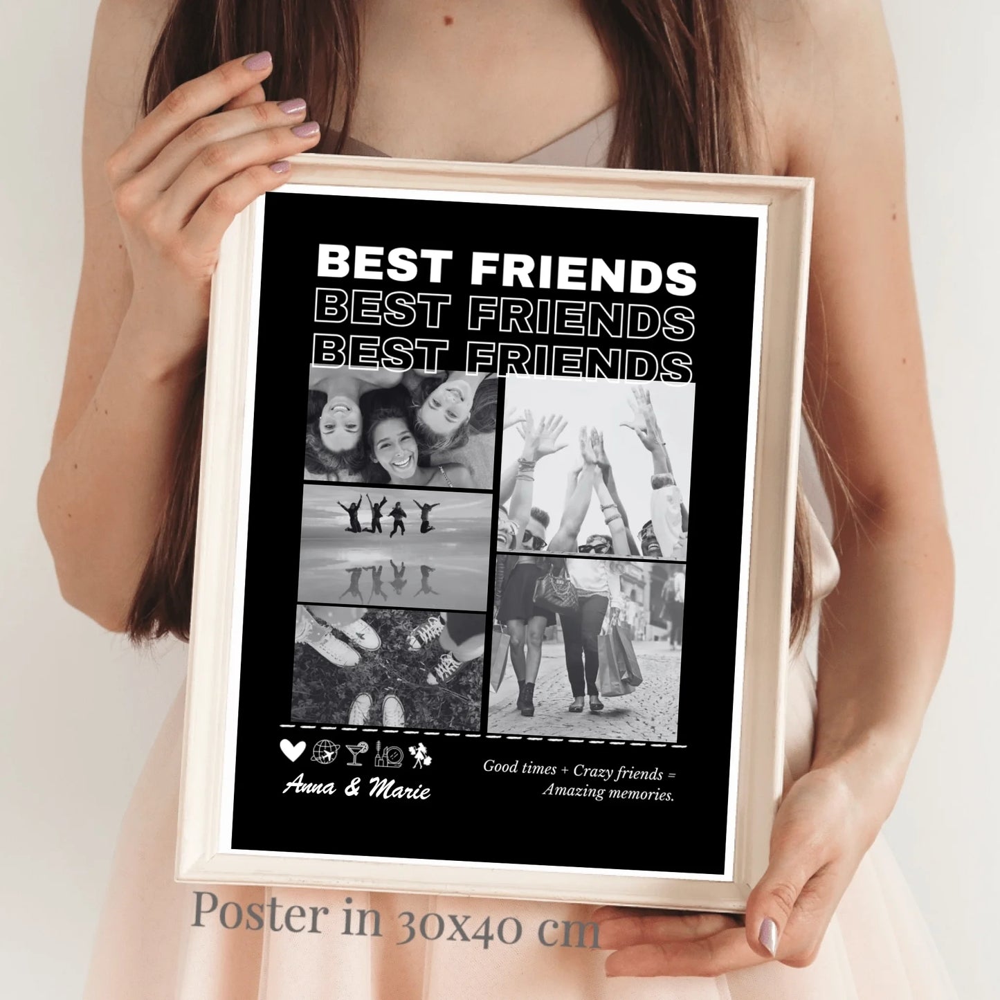 Girlfriends Forever - Affiche photo personnalisée (télécharger 3 à 5 photos)