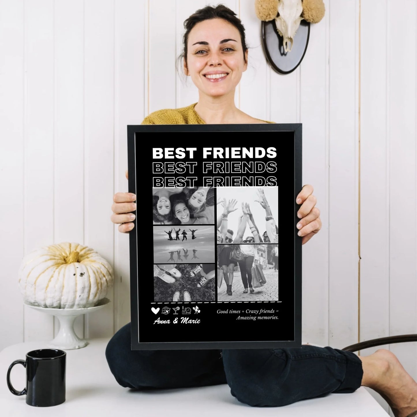 Girlfriends Forever - Affiche photo personnalisée (télécharger 3 à 5 photos)
