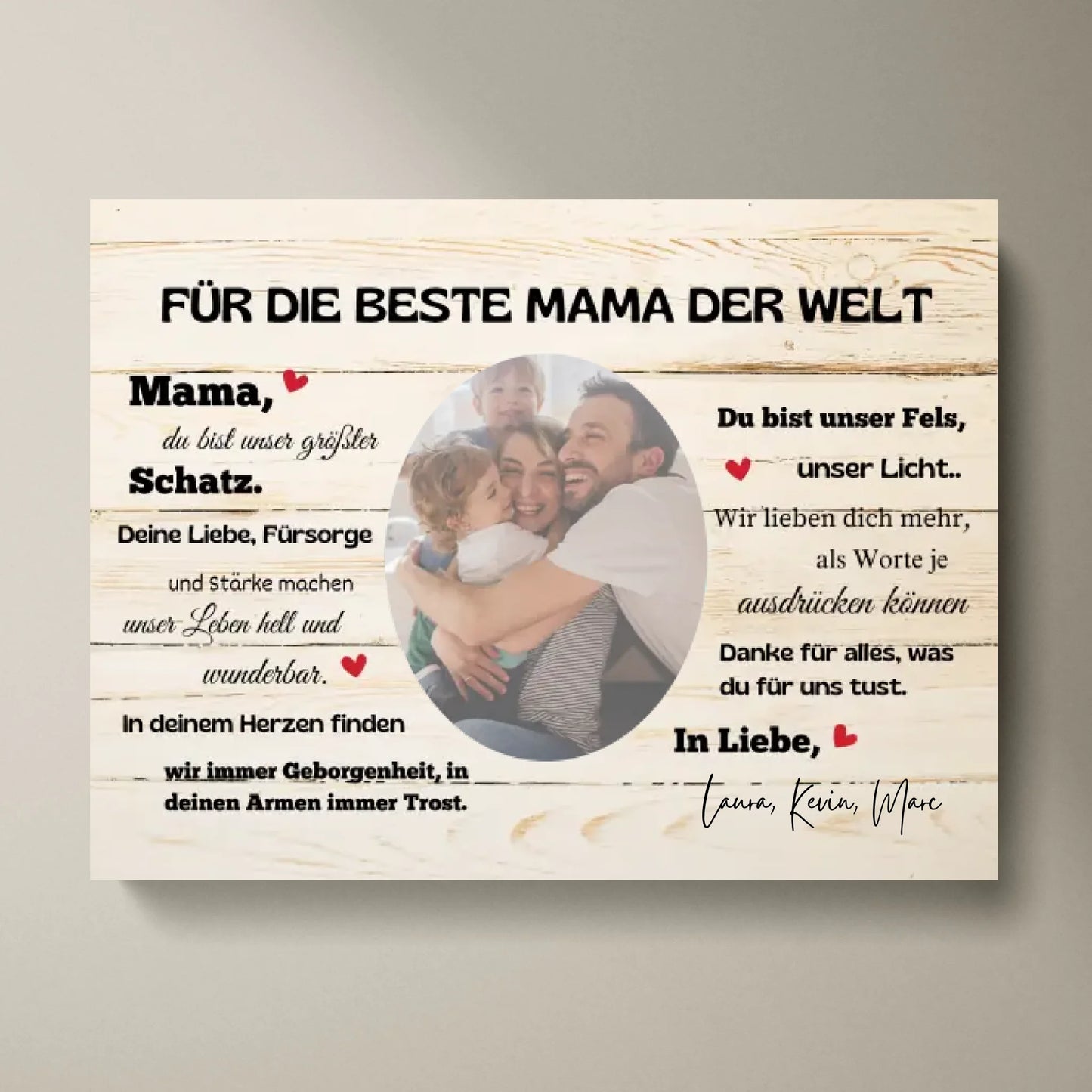 Pour la meilleure maman du monde - Toile photo personnalisée Famille